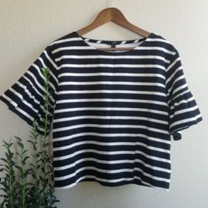 J Crew •100% Cotton black and white stripe Peplum